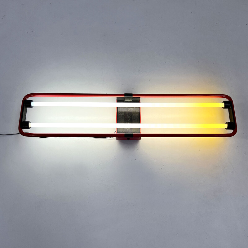 Vintage red double Neon wall lamp by Gian N. Gigante for Zerbetto, 1980s