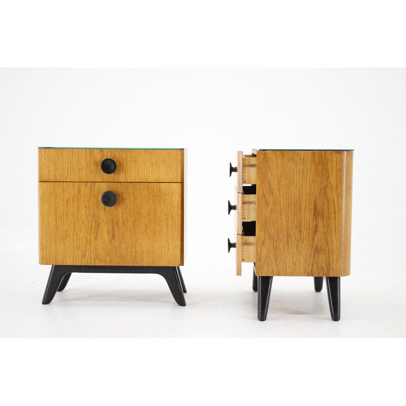 Pair of vintage night stands by Jindrich Halabala for Up zavody, Czechoslovakia 1950s