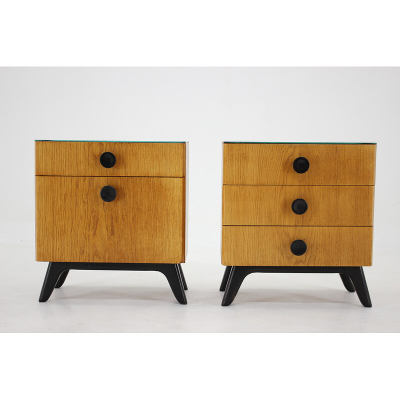 Pair of vintage night stands by Jindrich Halabala for Up zavody, Czechoslovakia 1950s