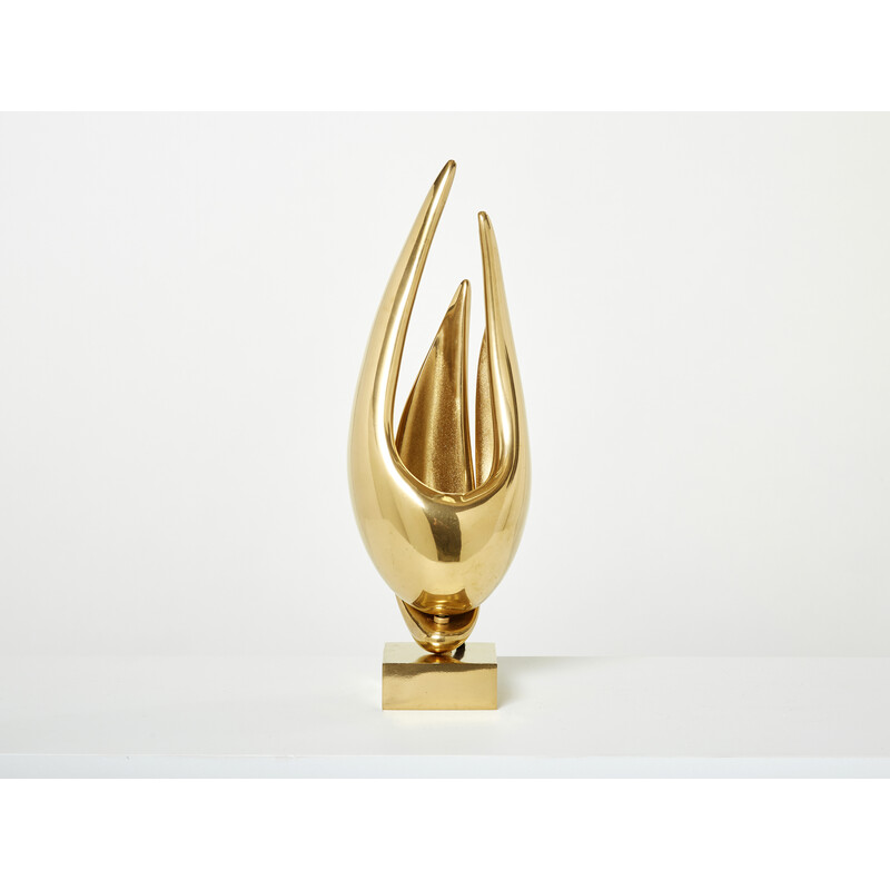 Lámpara vintage de bronce dorado de Michel Armand, 1970