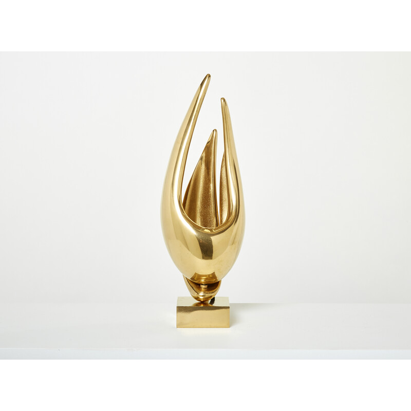 Vintage gilt bronze lamp by Michel Armand, 1970