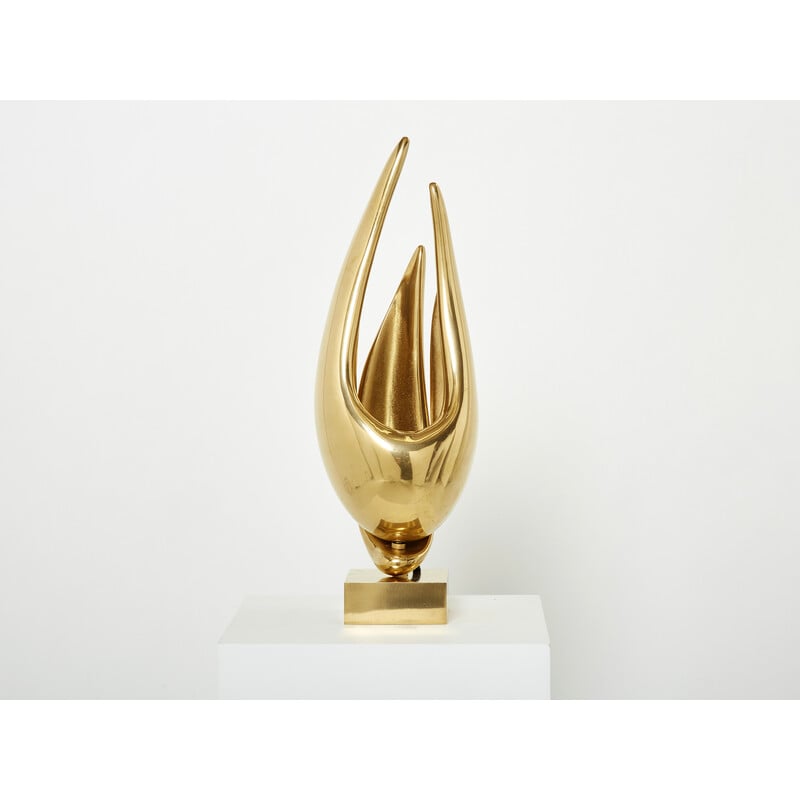 Vintage gilt bronze lamp by Michel Armand, 1970