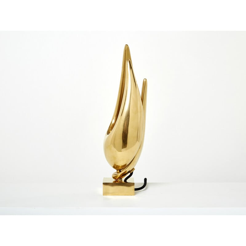 Vintage gilt bronze lamp by Michel Armand, 1970