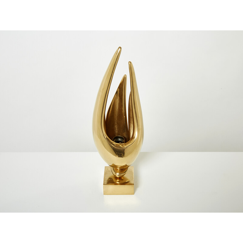 Vintage gilt bronze lamp by Michel Armand, 1970