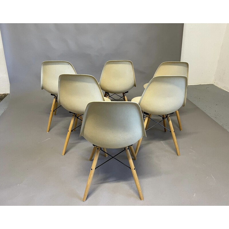 Satz von 6 alten "Dsw"-Schalenstühlen von Charles und Ray Eames für Herman Miller, USA, 1965er Jahre