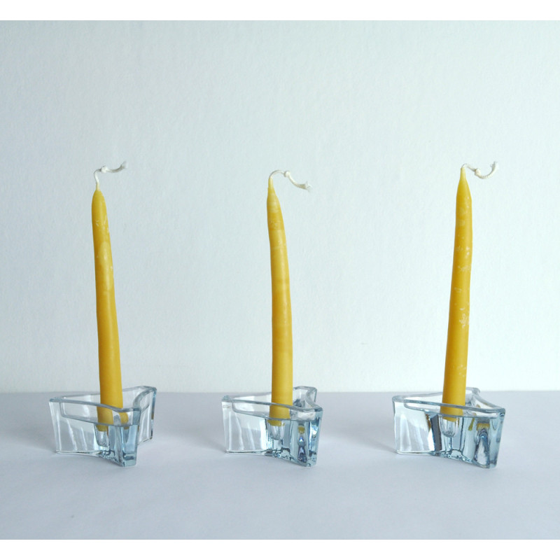 Juego de 3 candelabros de cristal vintage "Holmegaard" de Per Lütken, años 60