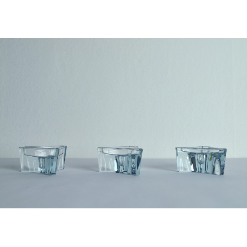 Conjunto de 3 castiçais de vidro vintage "Holmegaard" de Per Lütken, década de 1960
