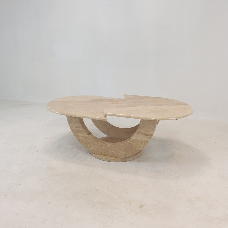 Italian vintage travertine coffee table, 1980s