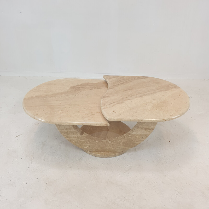 Italian vintage travertine coffee table, 1980s