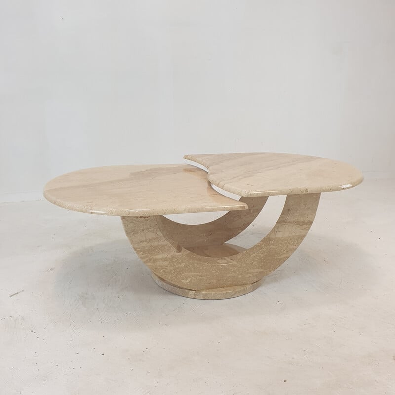 Italian vintage travertine coffee table, 1980s