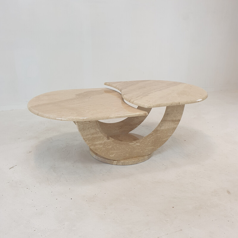 Italian vintage travertine coffee table, 1980s