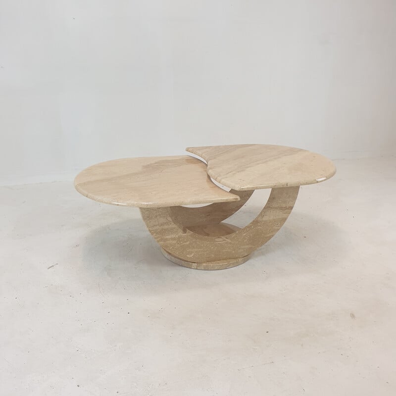 Italian vintage travertine coffee table, 1980s