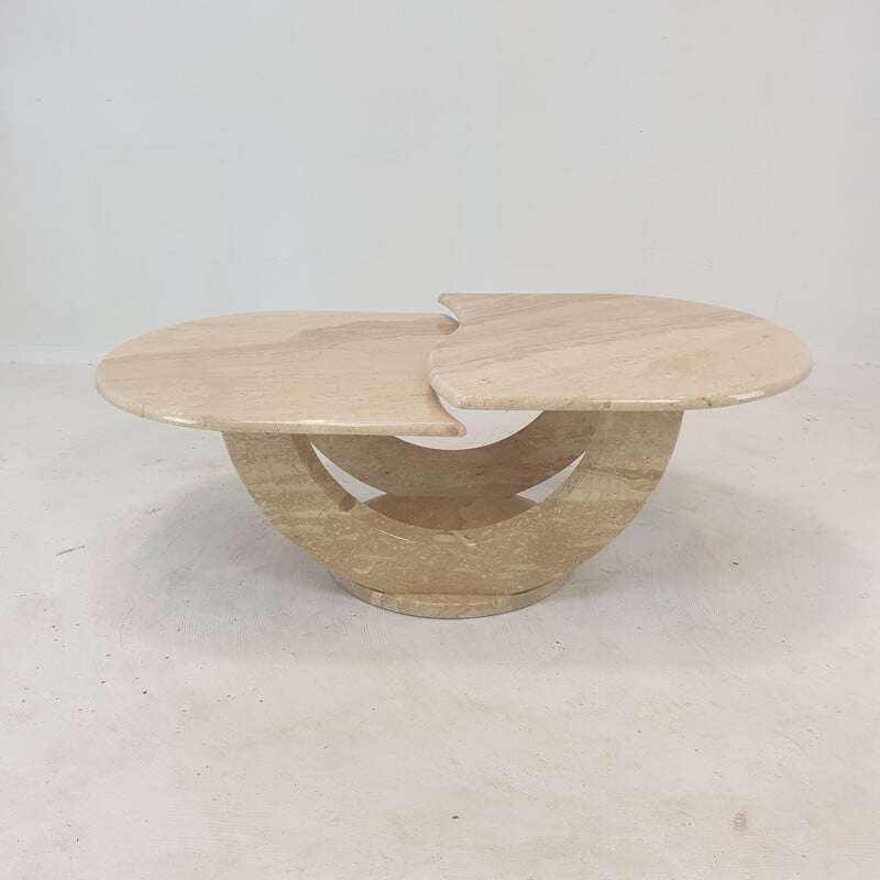 Italian vintage travertine coffee table, 1980s