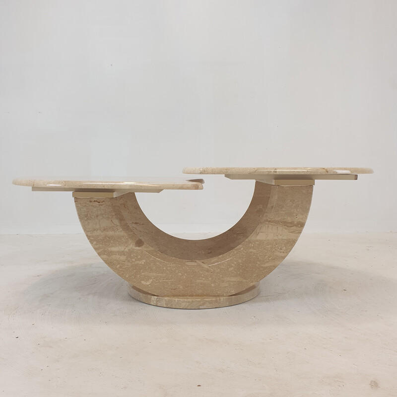 Italian vintage travertine coffee table, 1980s