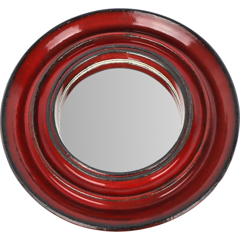 Miroir vintage en céramique - rouge