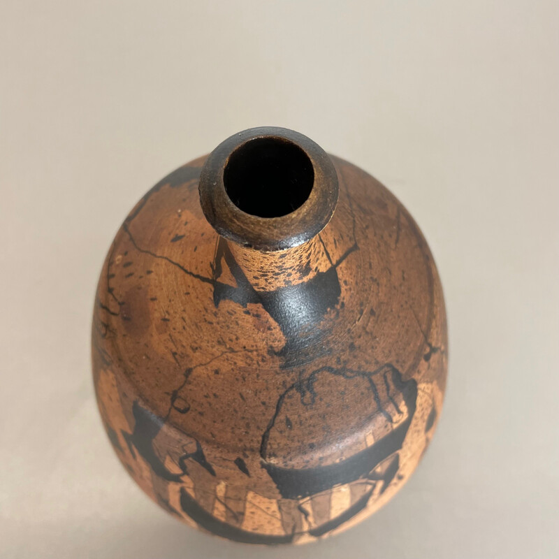 Vaso astratto vintage in ceramica Studio pottery di Gerhard Liebenthron, Germania anni '80