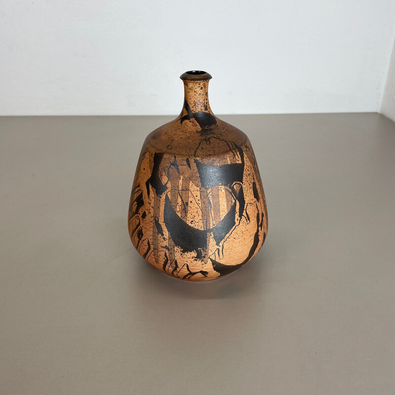 Vase vintage abstrait en céramique Studio poterie par Gerhard Liebenthron, Allemagne 1980