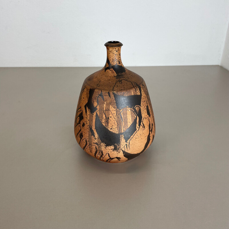 Vintage abstract ceramic Studio pottery vase by Gerhard Liebenthron, Germany 1980s