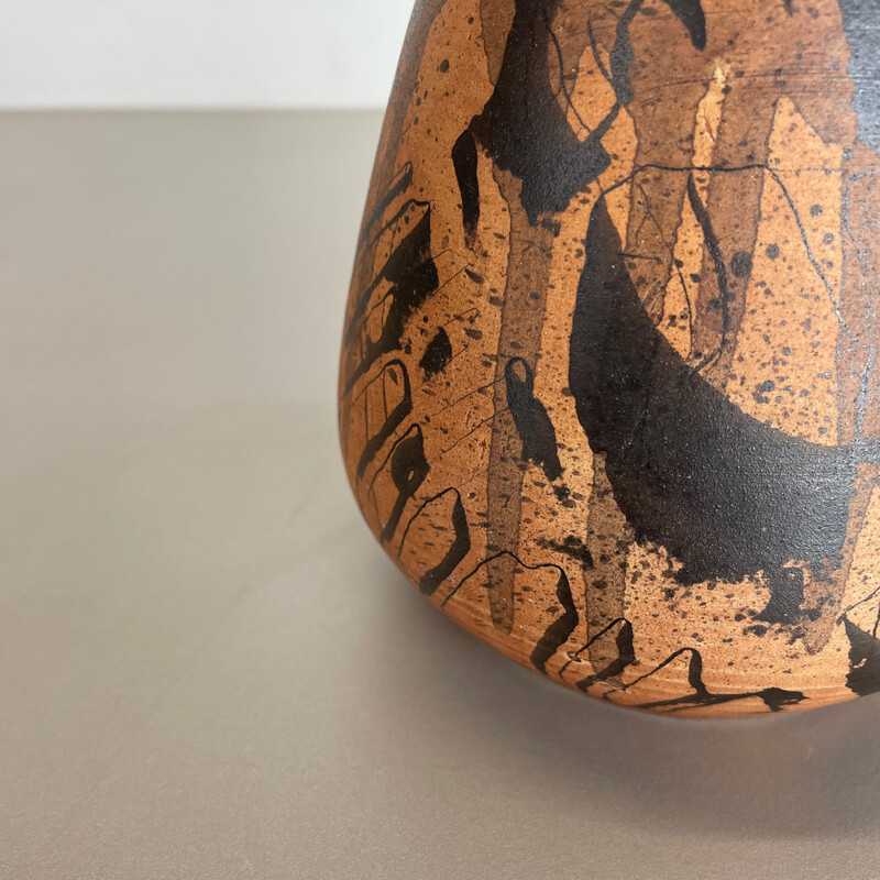 Vintage abstract ceramic Studio pottery vase by Gerhard Liebenthron, Germany 1980s