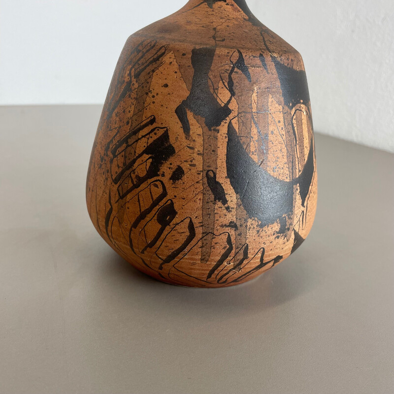 Vase vintage abstrait en céramique Studio poterie par Gerhard Liebenthron, Allemagne 1980
