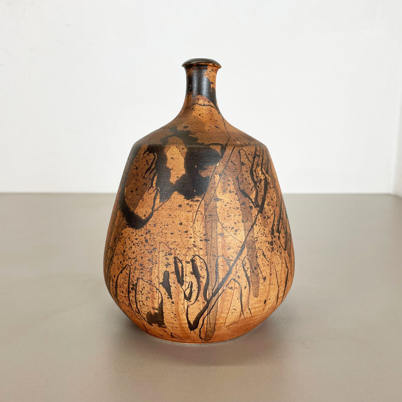 Vaso astratto vintage in ceramica Studio pottery di Gerhard Liebenthron, Germania anni '80