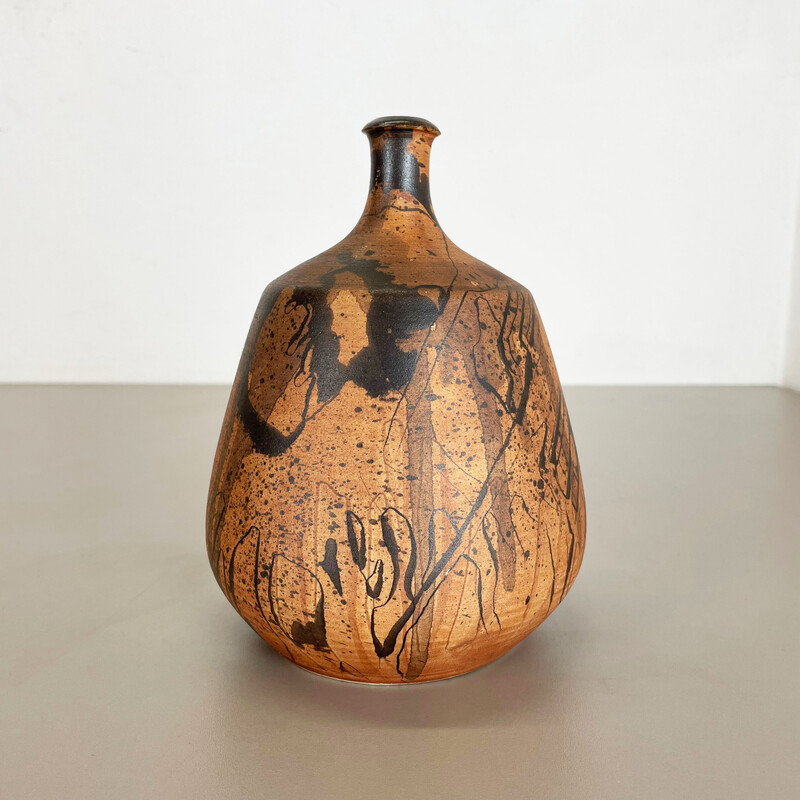 Vintage abstract ceramic Studio pottery vase by Gerhard Liebenthron, Germany 1980s