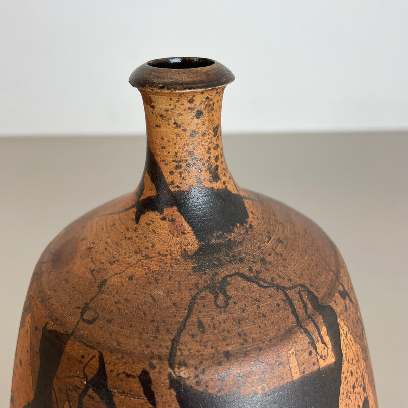 Vase vintage abstrait en céramique Studio poterie par Gerhard Liebenthron, Allemagne 1980