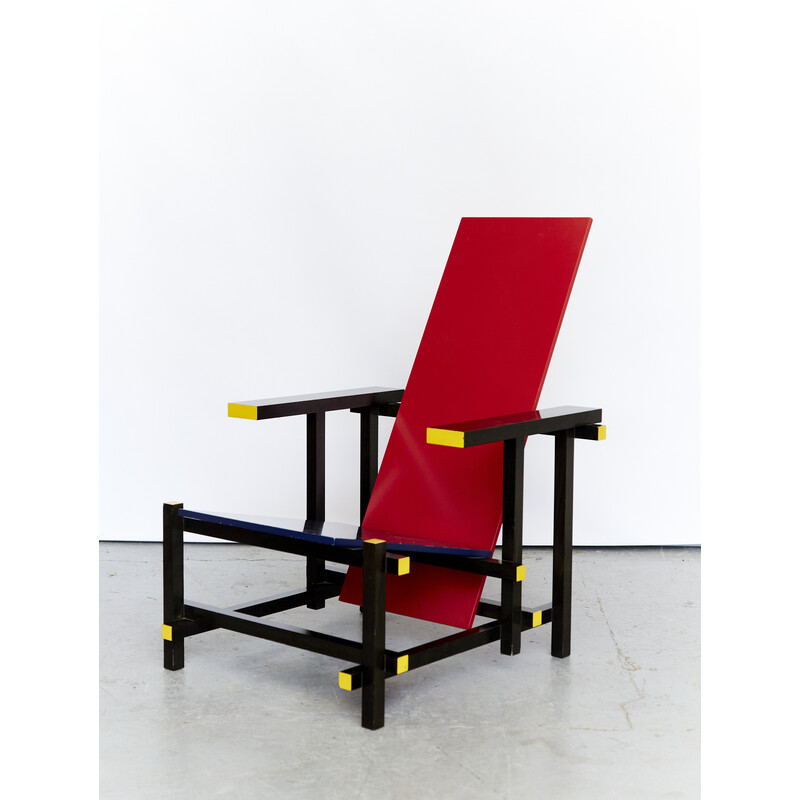 Poltrona Vintage vermelha e azul de Gerrit Thomas Rietveld para Cassina