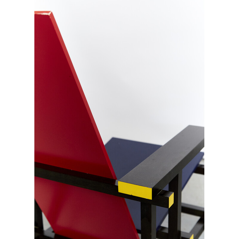 Poltrona vintage rossa e blu di Gerrit Thomas Rietveld per Cassina