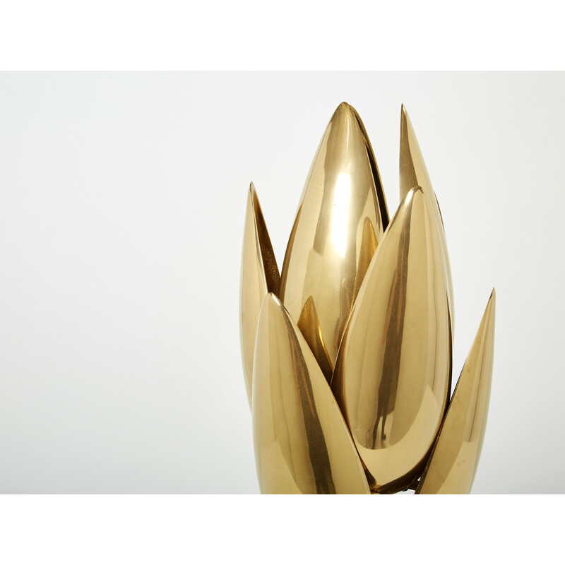 Lampe Lotus vintage en bronze doré par Michel Armand, 1970