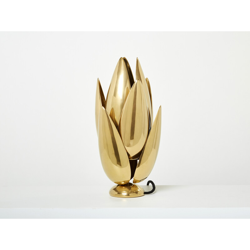 Lámpara vintage Lotus en bronce dorado de Michel Armand, 1970