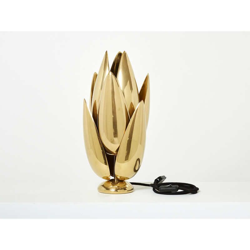 Candeeiro Vintage Lotus em bronze dourado por Michel Armand, 1970