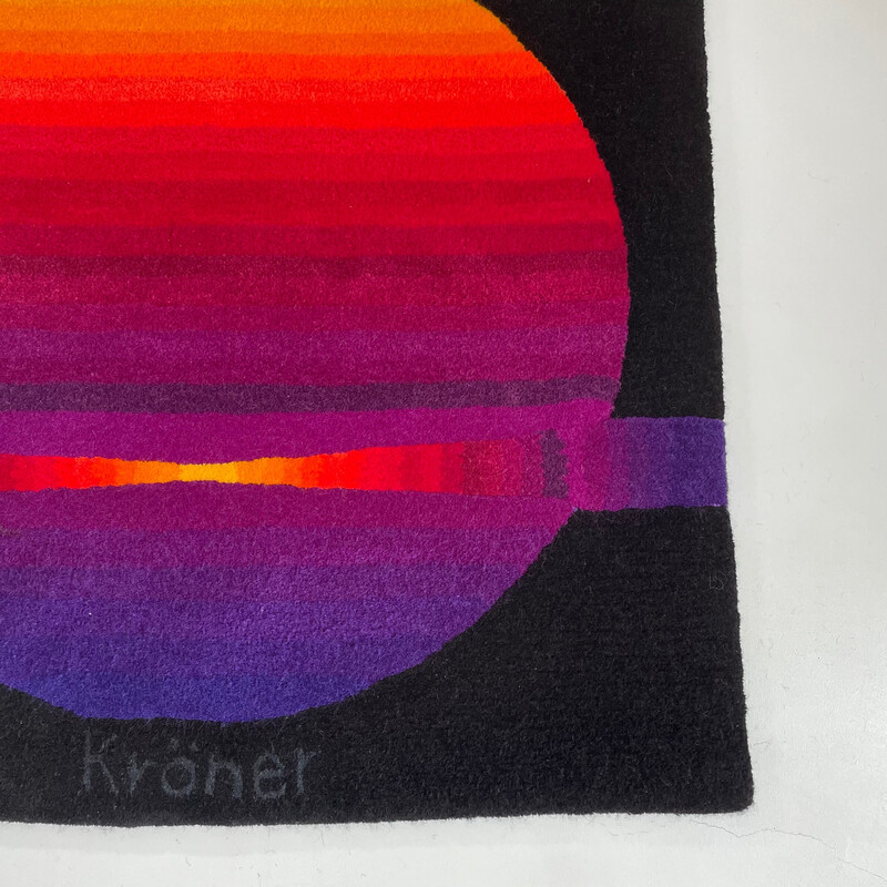 Vintage wall rug "Sun" by Ewald Kröner for Schloss Hackhausen, Germany 1970s