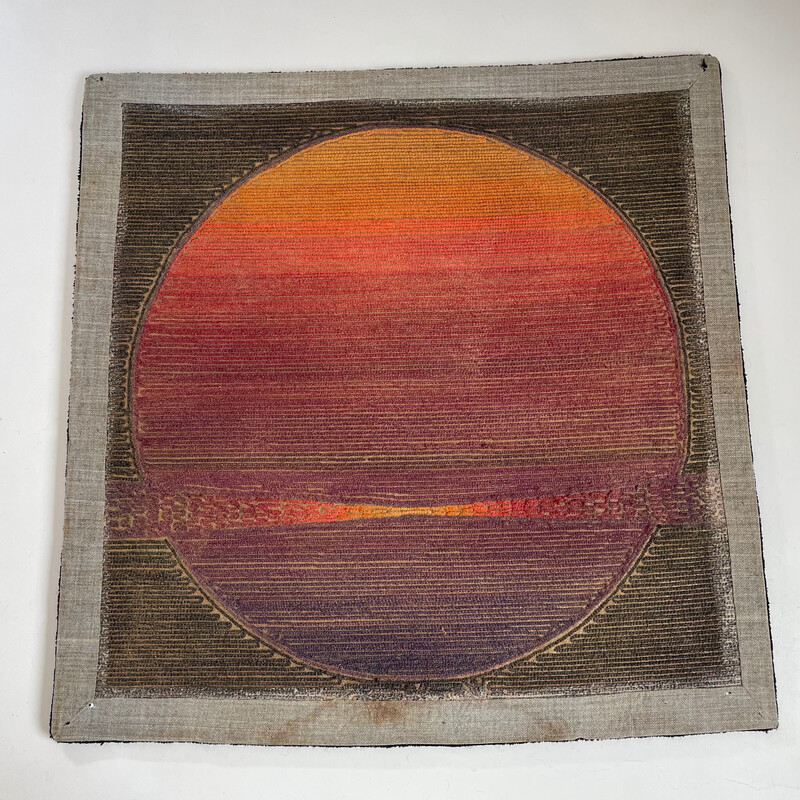 Vintage wall rug "Sun" by Ewald Kröner for Schloss Hackhausen, Germany 1970s