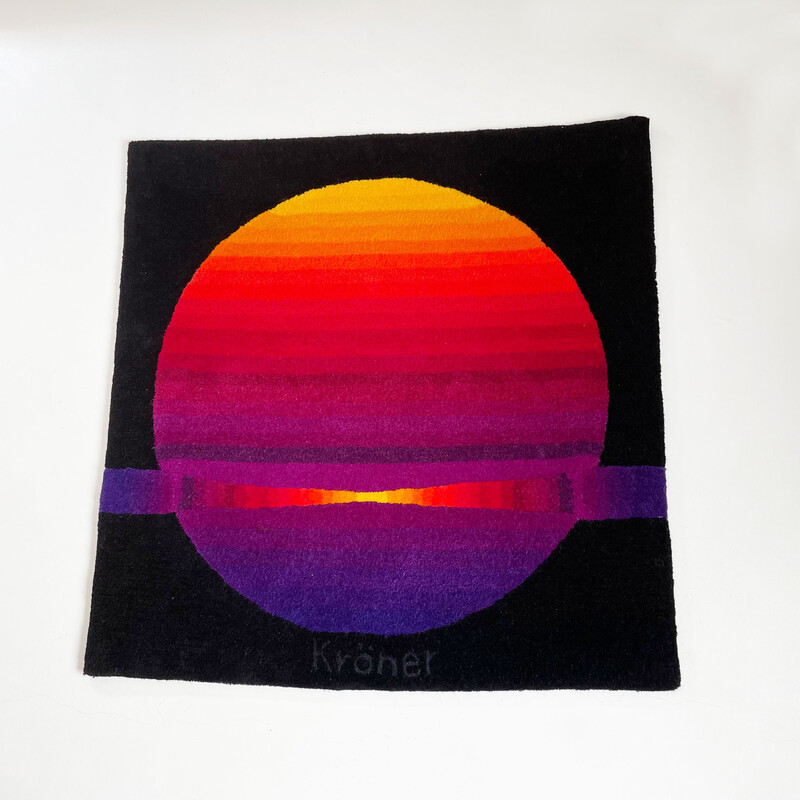 Vintage wall rug "Sun" by Ewald Kröner for Schloss Hackhausen, Germany 1970s