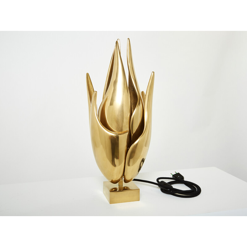 Vintage Flame lamp in gilded bronze by Michel Armand, 1970
