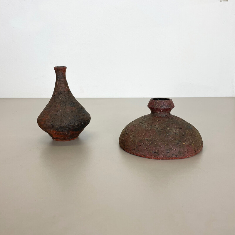 Pair of vintage Studio pottery sculptural objects by Gerhard Liebenthron, Germany 1970s