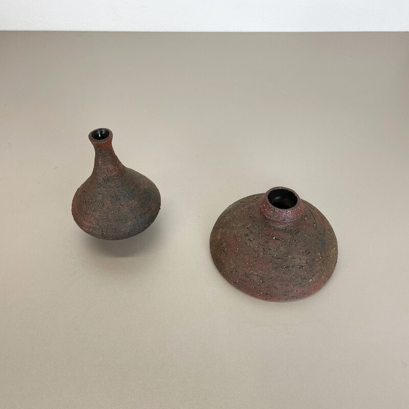 Pair of vintage Studio pottery sculptural objects by Gerhard Liebenthron, Germany 1970s