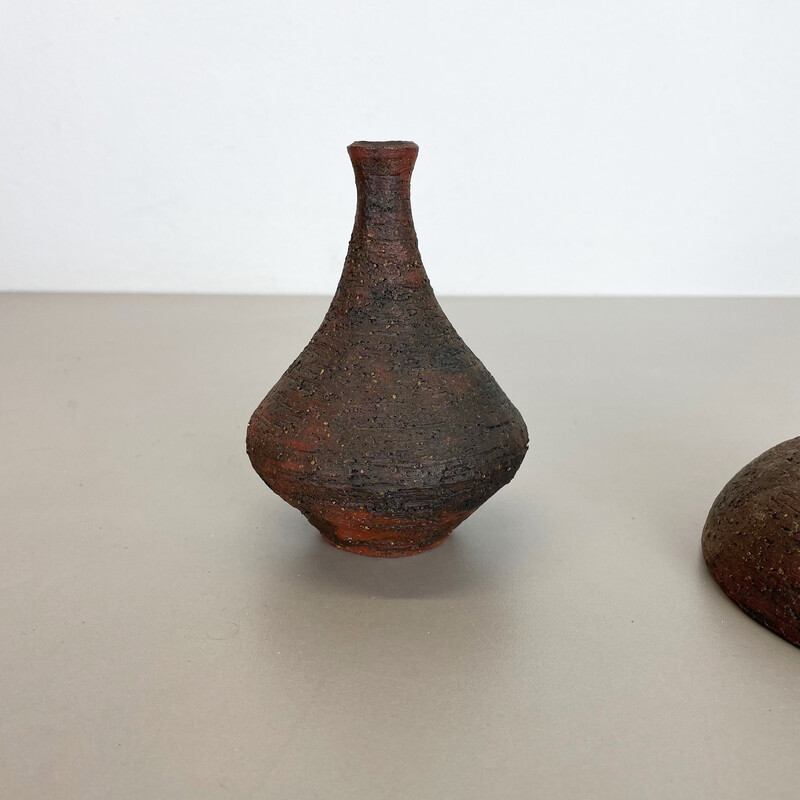 Pareja de objetos escultóricos de cerámica Studio vintage de Gerhard Liebenthron, Alemania años 70