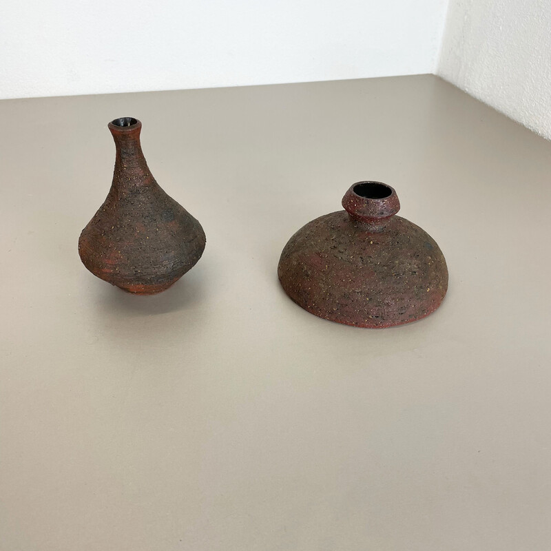Pareja de objetos escultóricos de cerámica Studio vintage de Gerhard Liebenthron, Alemania años 70