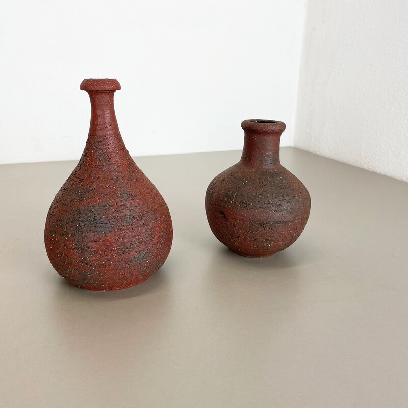 Pareja de objetos escultóricos vintage de Studio Pottery de Gerhard Liebenthron, Alemania años 70