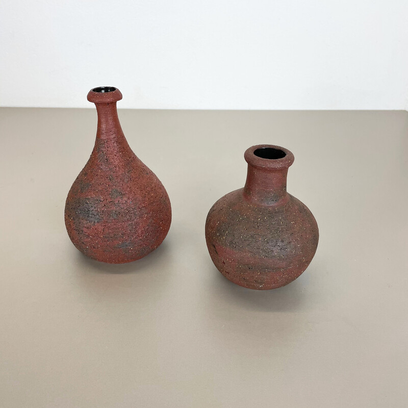 Par de objectos escultóricos vintage Studio Pottery de Gerhard Liebenthron, Alemanha 1970