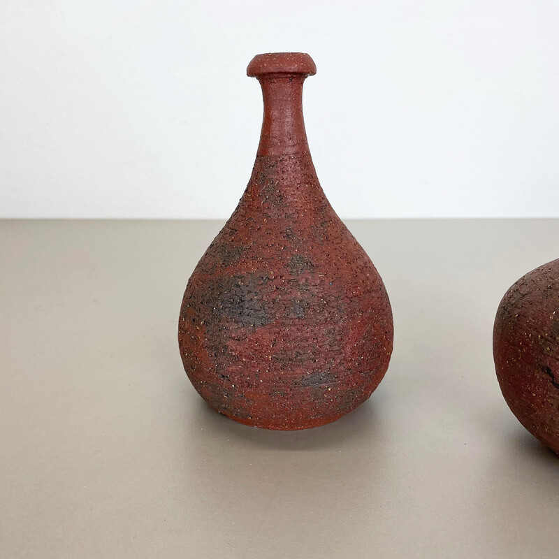 Coppia di oggetti scultorei vintage Studio Pottery di Gerhard Liebenthron, Germania anni '70