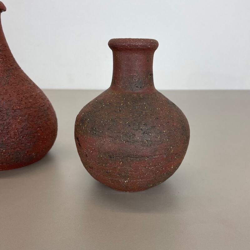 Coppia di oggetti scultorei vintage Studio Pottery di Gerhard Liebenthron, Germania anni '70