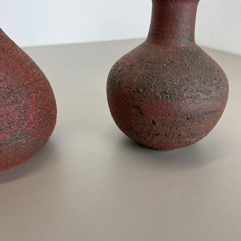 Par de objectos escultóricos vintage Studio Pottery de Gerhard Liebenthron, Alemanha 1970