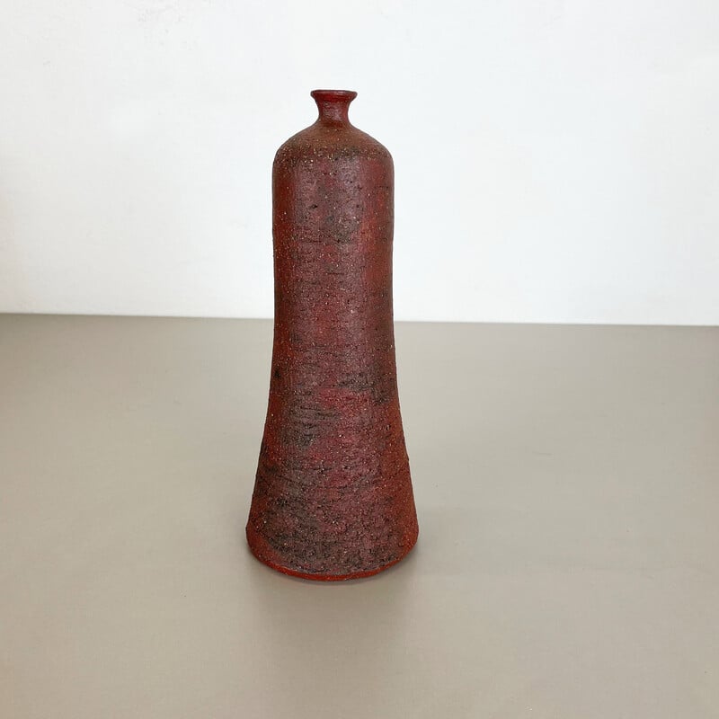 Vintage abstracto de cerâmica vermelha Studio Pottery vase de Gerhard Liebenthron, Alemanha 1970s