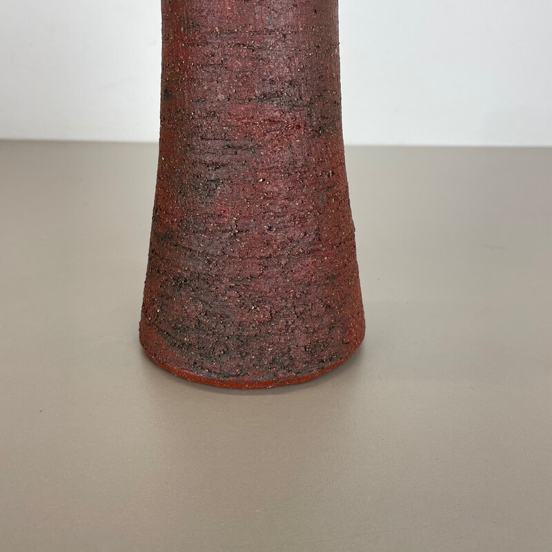 Vintage abstract red ceramic Studio Pottery vase by Gerhard Liebenthron, Germany 1970s