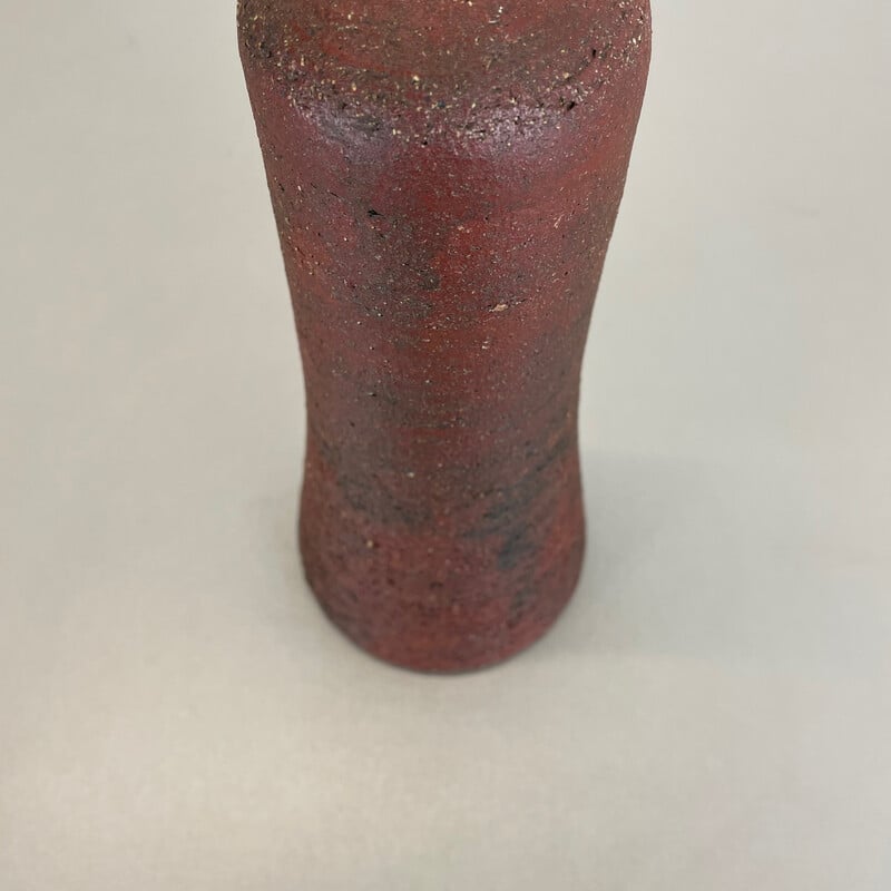 Vintage abstract red ceramic Studio Pottery vase by Gerhard Liebenthron, Germany 1970s