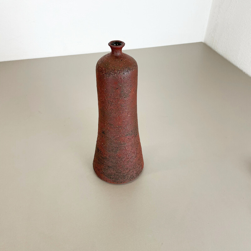 Vintage abstract red ceramic Studio Pottery vase by Gerhard Liebenthron, Germany 1970s