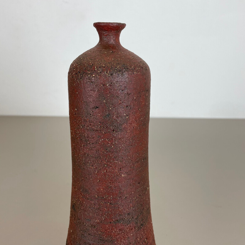 Vintage abstract red ceramic Studio Pottery vase by Gerhard Liebenthron, Germany 1970s